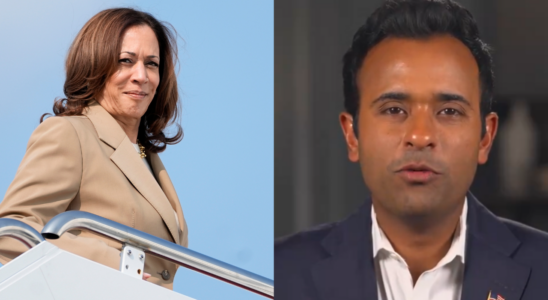 Der republikanische Fuehrer Vivek Ramaswamy stellt Kamala Harris Identitaetswandel in