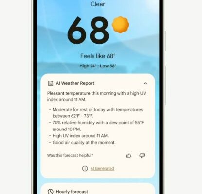 Pixel Telefone erhalten eine KI gestuetzte Wetter App