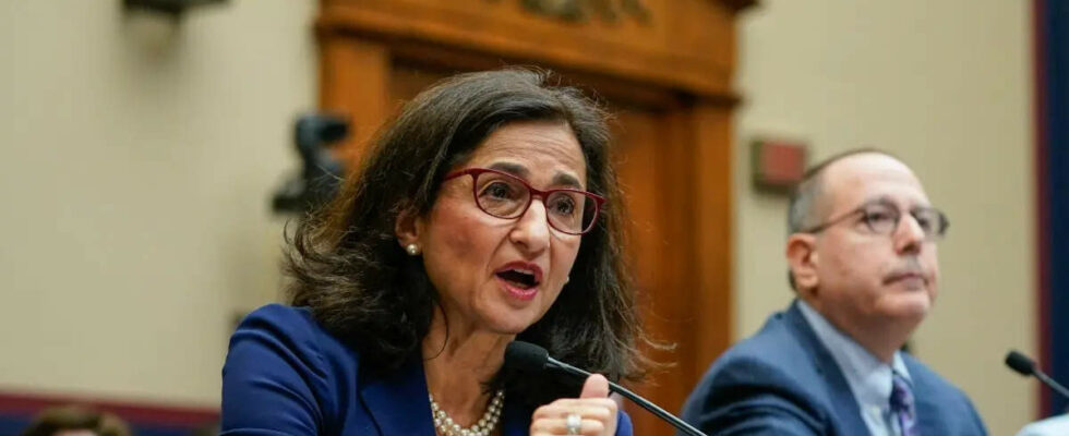 Praesidentin der Columbia University Minouche Shafik tritt inmitten von Protesten