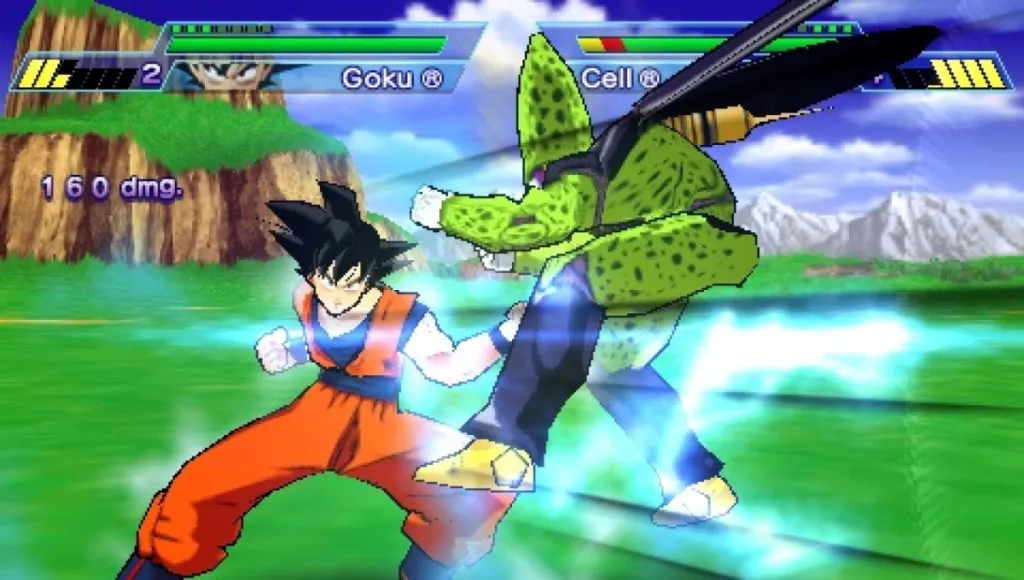 Goku schlägt Perfect Cell in den Magen