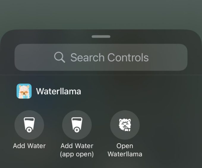 Widgets für das Waterllama-App-Kontrollzentrum