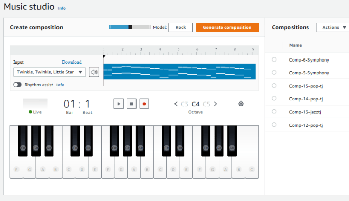 AWS schliesst DeepComposer sein MIDI Keyboard fuer KI Musik