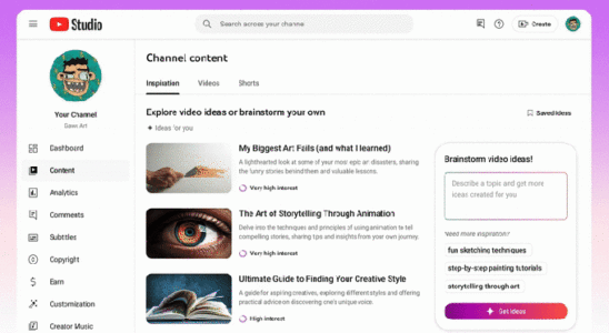 Mit YouTube Studio koennen Entwickler jetzt mithilfe von KI Brainstorming