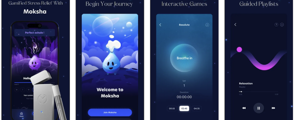 Moksha das spielerische Meditationsgeraet macht Atemuebungen spannender