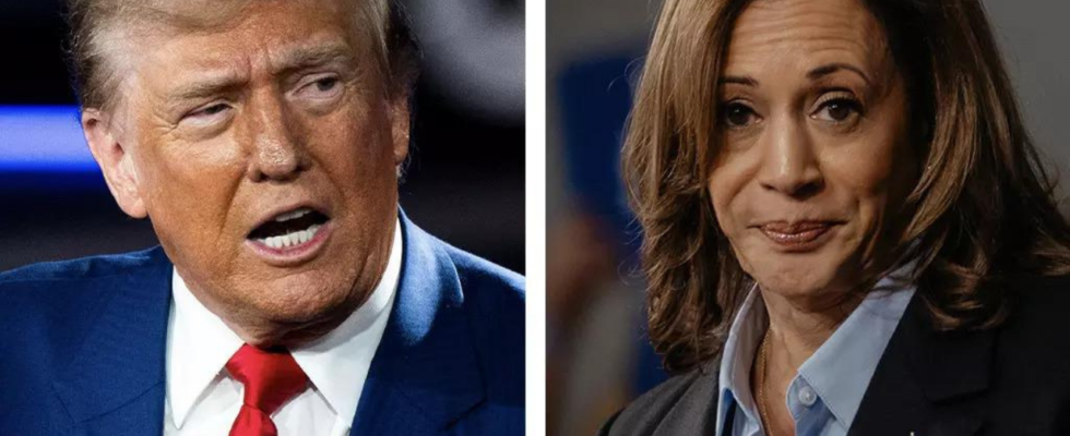 Trump Harris Debatte Kamala Harris wird auf der rechten Seite