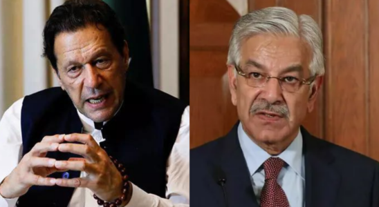 Verteidigungsminister Khawaja Asif Ehemaliger pakistanischer Premierminister Imran Khan muss sich.cm