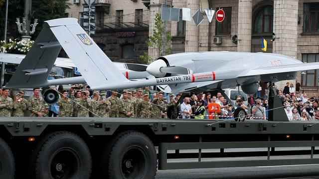 Bayraktar TB2 type unmanned aerial vehicle exported by Turkey was exhibited at the Independence Day military parade of Ukraine