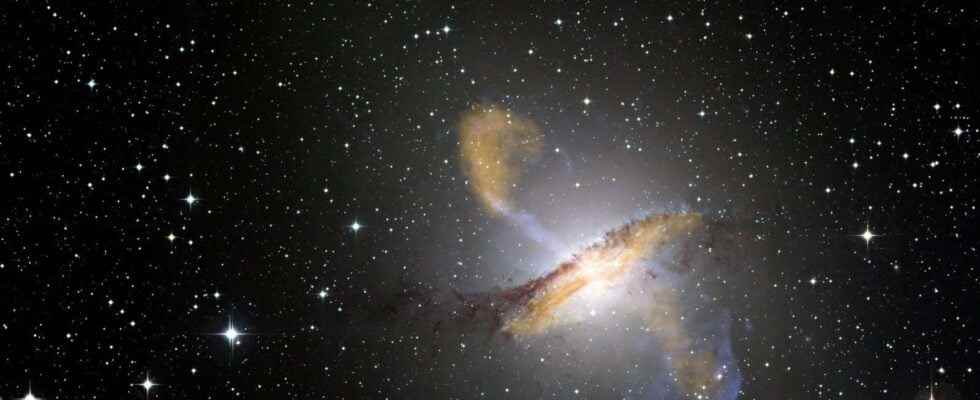 Centaurus A black hole eruption occupies 16 times the size