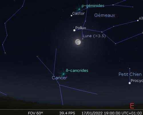 The Moon in rapprochement with Pollux and Castor