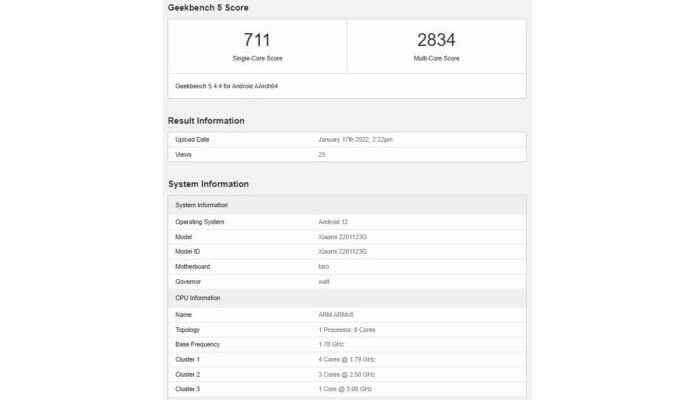 Xiaomi 12 Geekbench Tests Cepkolik