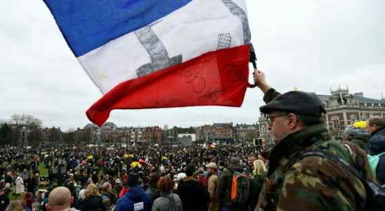 a peaceful anti restriction protest in Amsterdam