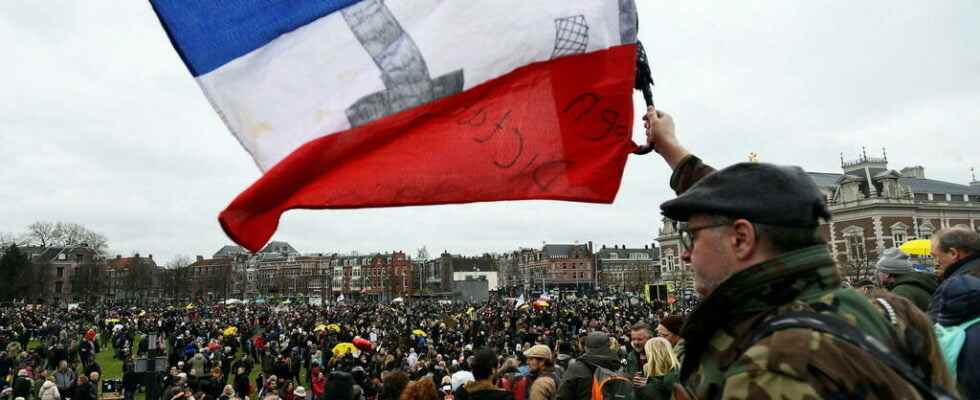 a peaceful anti restriction protest in Amsterdam