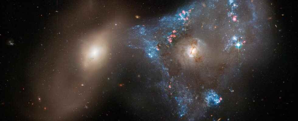 A strange triangle shaped galaxy observed by Hubble