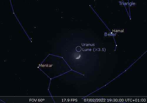 The Moon approaching Uranus