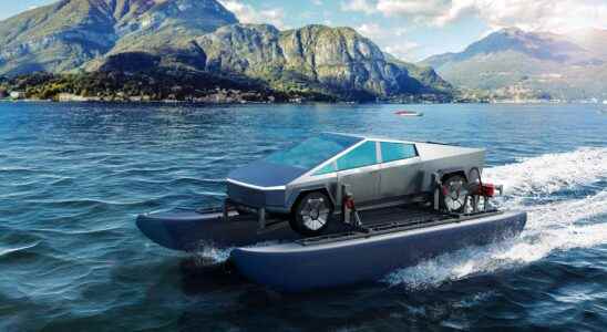 The Tesla Cybertruck transformed into an amphibious vehicle thanks to