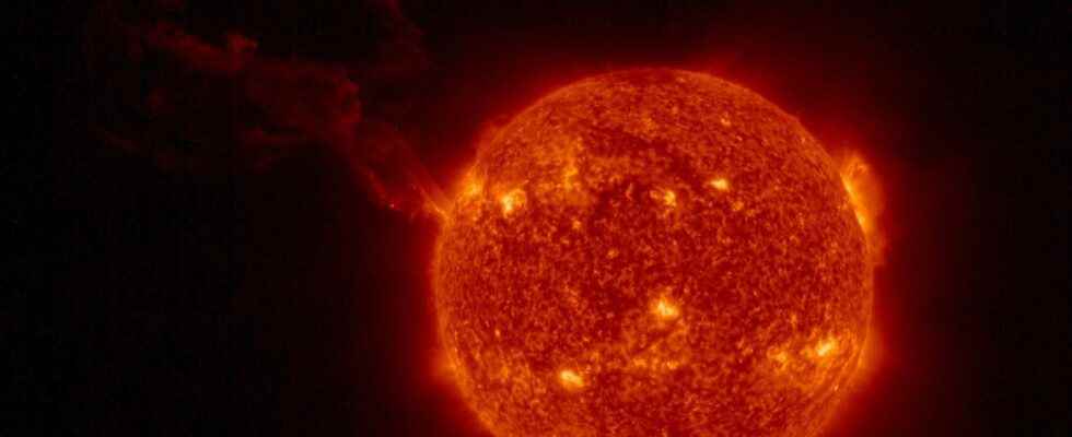 The gigantic solar flare of February 15 seen by the