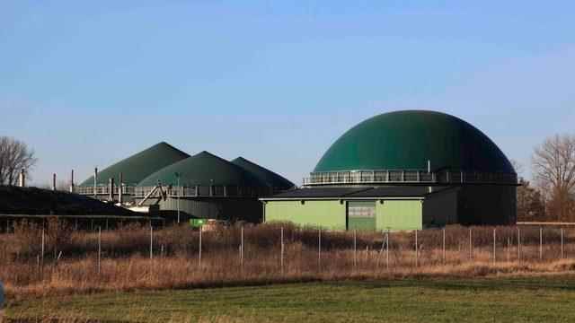 Biogas plant producing methane from animal and food waste in Germany