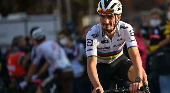 Julian Alaphilippe leaving Tirreno Adriatico after his fall on the Strade