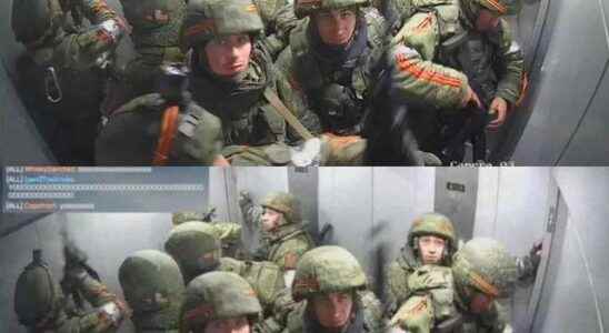 Ukrainian soldier caught by surprise Russian soldiers stuck in elevator