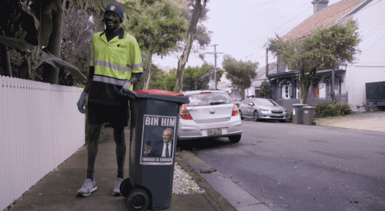 anti Scott Morrison posters on trash bins as election approaches