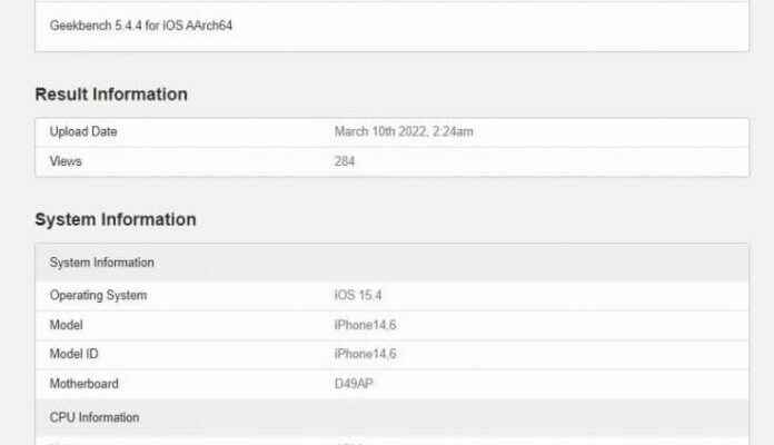 iPhone SE 2022 Geekbench Test Results