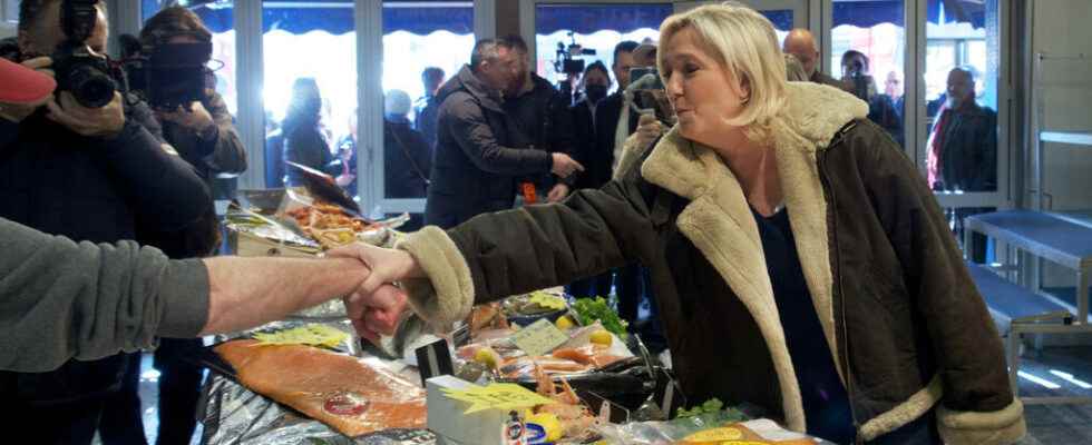 in Yonne Le Pen campaigning on purchasing power