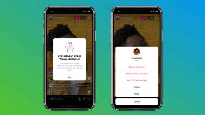 moderator support for Instagram live broadcasts