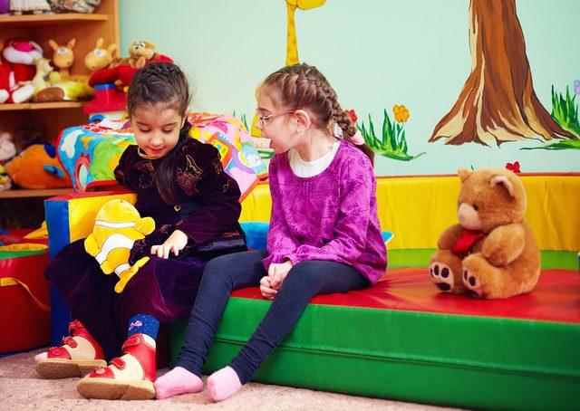 Two girls in kindergarten