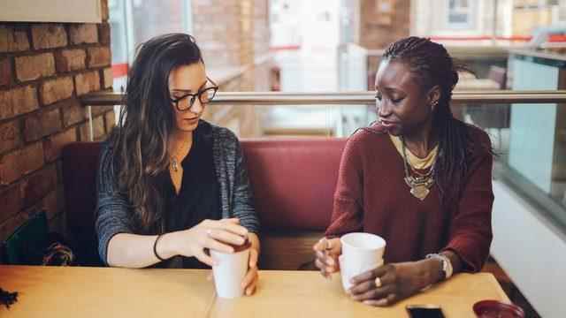 woman drinking coffee