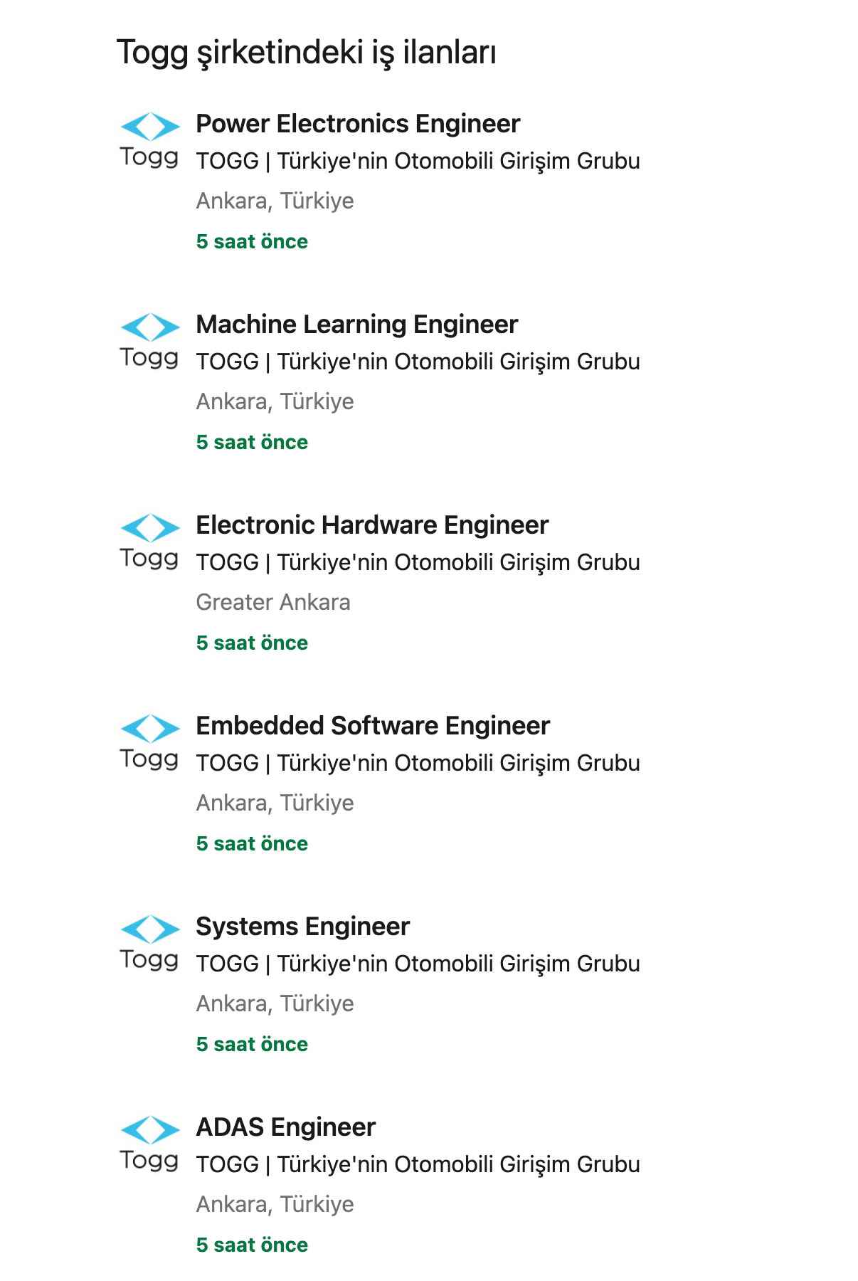 1649713493 368 Togg opened 6 new job postings based in Ankara for