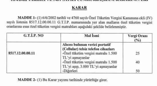 Mobile phone excise tax base has been reduced