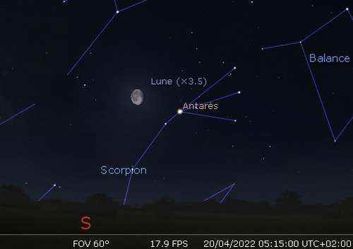 The Moon in rapprochement with Antares