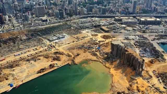 Beirut Harbor after the explosion.