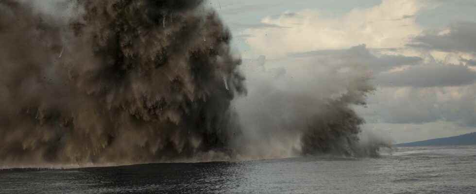 A large underwater eruption visible from space