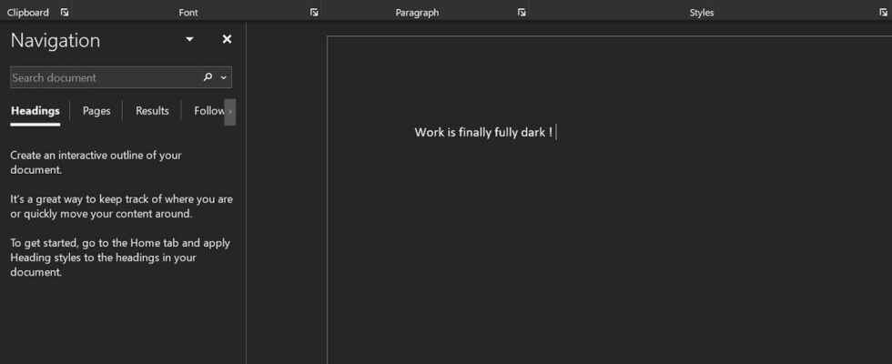 Already available in the classic version of Office dark mode