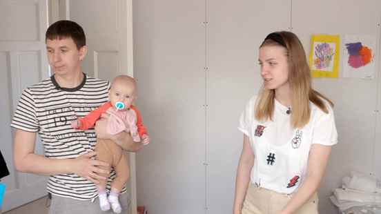 Anna and Eugene fled Ukraine with their three month old baby Tanks