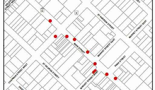 County sticker with 15 minute parking zones in Port Dover Simcoe