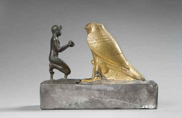 King Taharqa and the falcon god Hemen