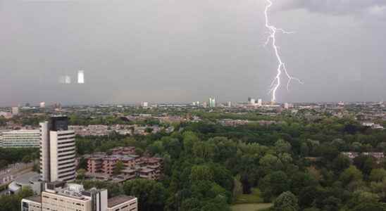 Thunderstorm in the province flooded streets fallen trees and lightning