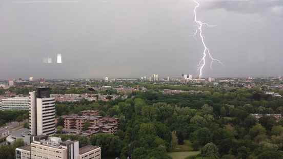 Thunderstorm in the province flooded streets fallen trees and lightning