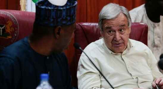 Traveling to Nigeria UN Secretary General Antonio Guterres meets displaced