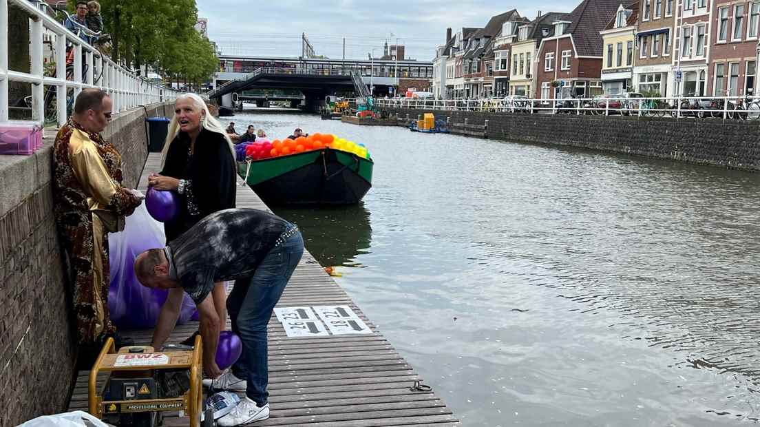 The first boat is decorated and prepared