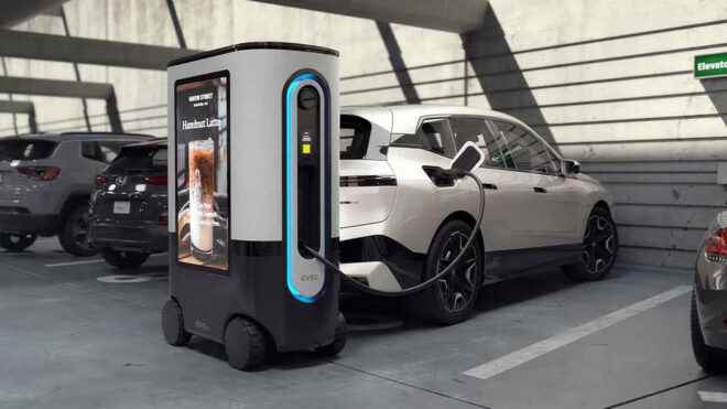 Robotic charging station designed for electric car models