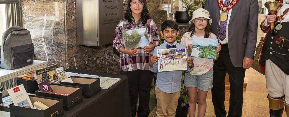 Time capsule filled with symbols and messages