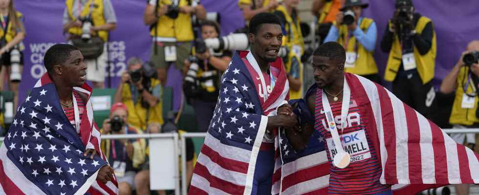 Fred Kerley 100m world champion American hat trick