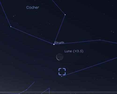 The Moon in rapprochement with Elnath and the Crab Nebula