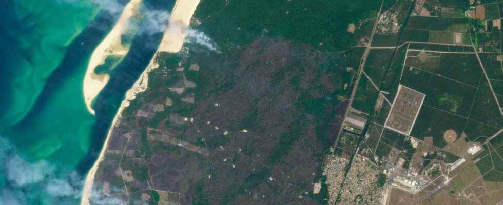 The fire between the Dune du Pilat and La Teste de Buch