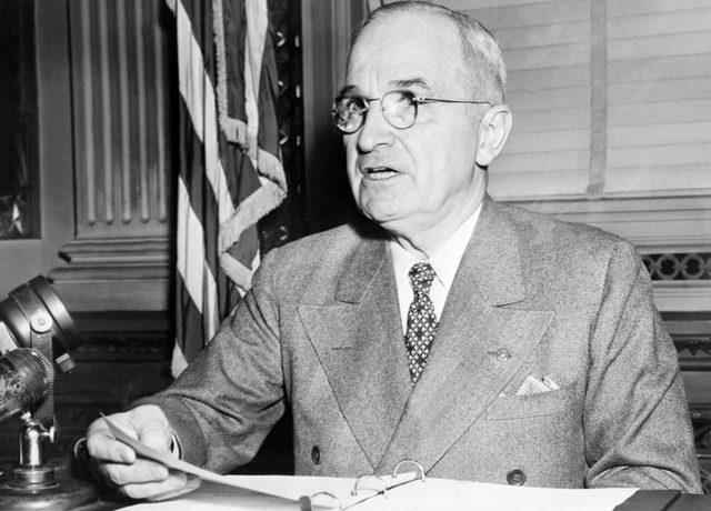 Harry Truman was sitting in the President's chair when the USA dropped the atomic bombs on Japan.