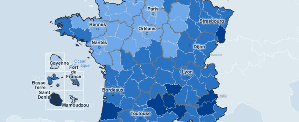 Covid map in France incidence by department