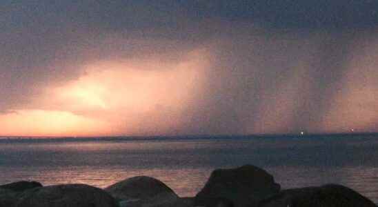 Heavy rain moves in over the mountains